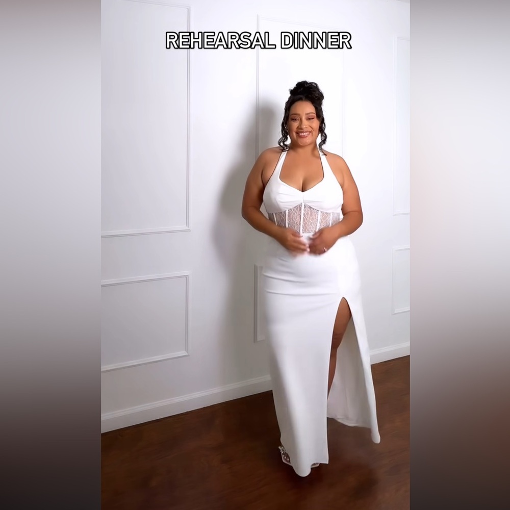 Over the neck strap wedding dress